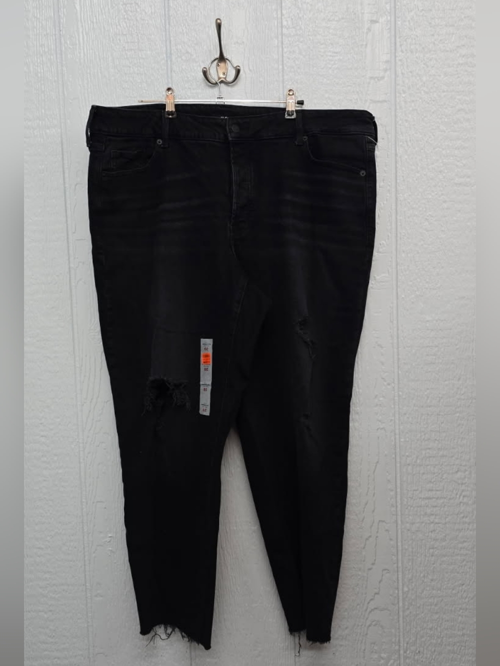 New Size 20 Old Navy Black High-Rise O.G. Straight Jeans Distressed